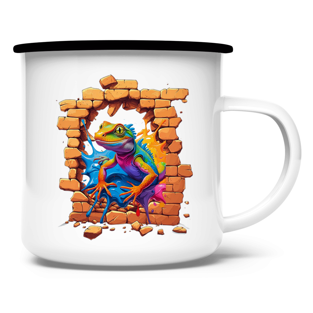 Emaille Tasse Stonebreak-Eidechse-Color