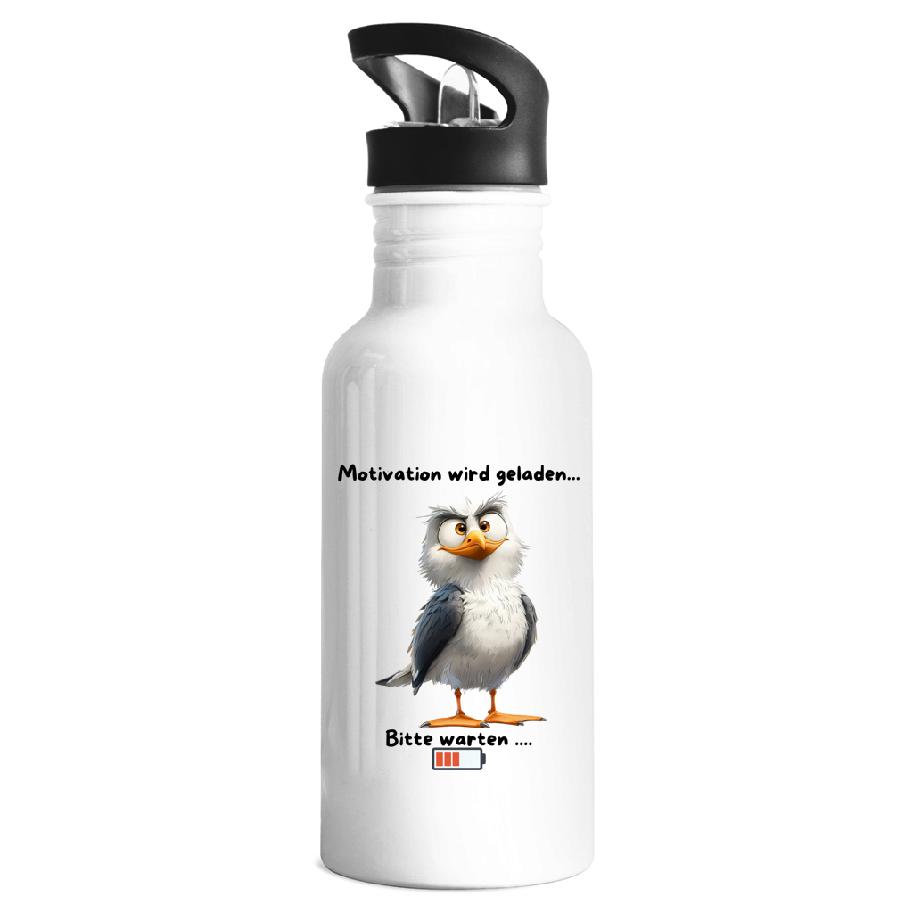 Edelstahl-Trinkflasche Möve mit Motiv: bitte warten..