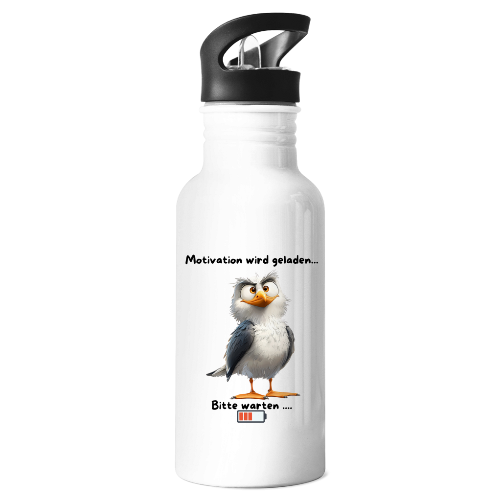 Edelstahl-Trinkflasche Möve mit Motiv: bitte warten..