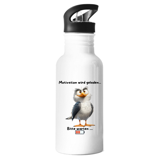 Edelstahl-Trinkflasche Möve mit Motiv: bitte warten..