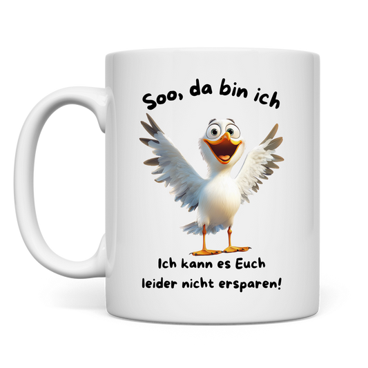 Tasse Möve mit Motiv: da bin ich