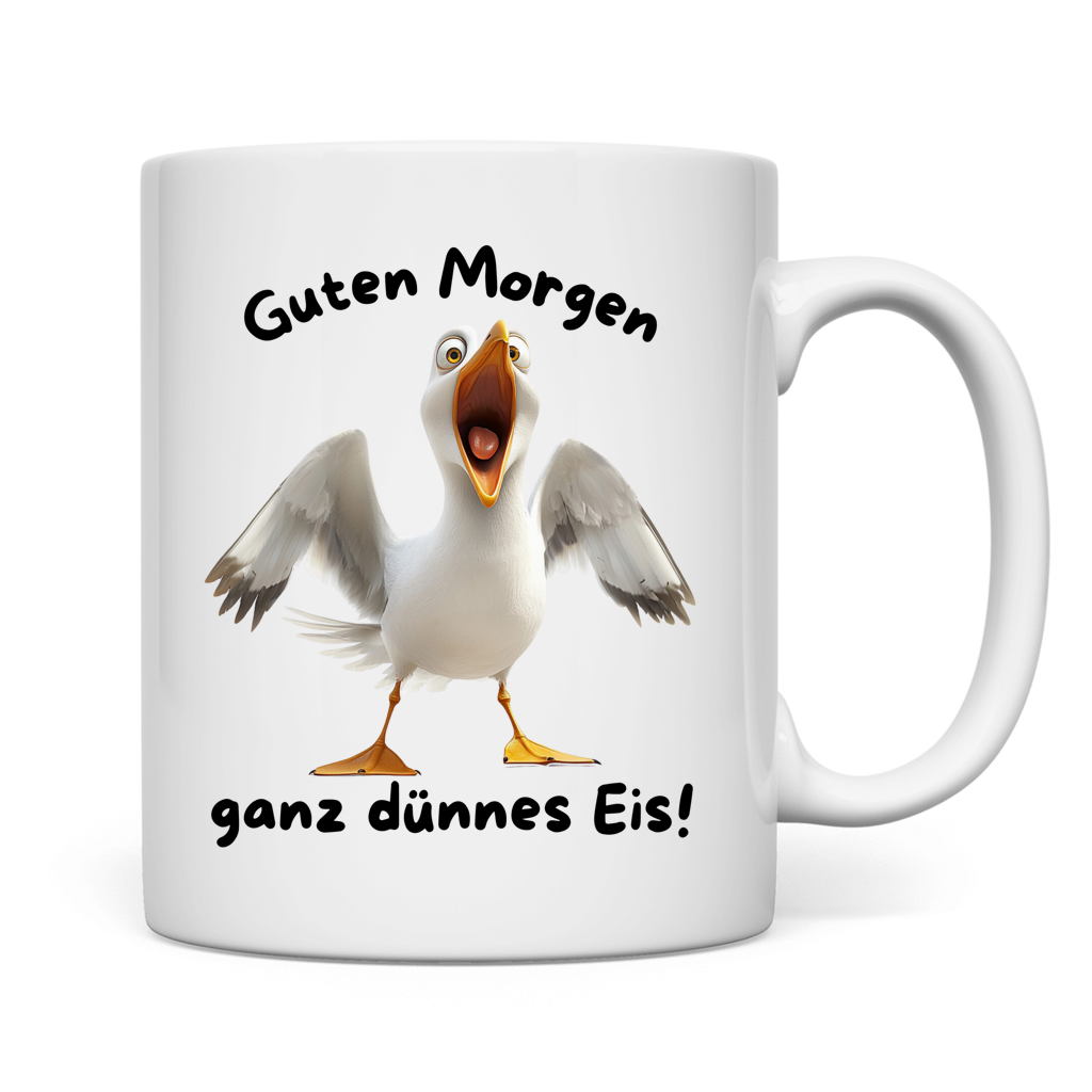 Tasse Möve mit Motiv: ganz dünnes Eis