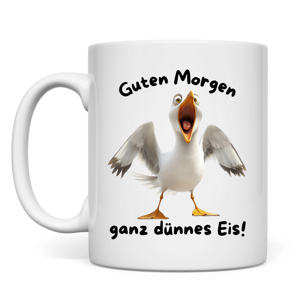 Tasse Möve mit Motiv: ganz dünnes Eis