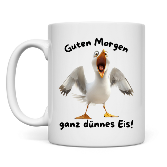 Tasse Möve mit Motiv: ganz dünnes Eis