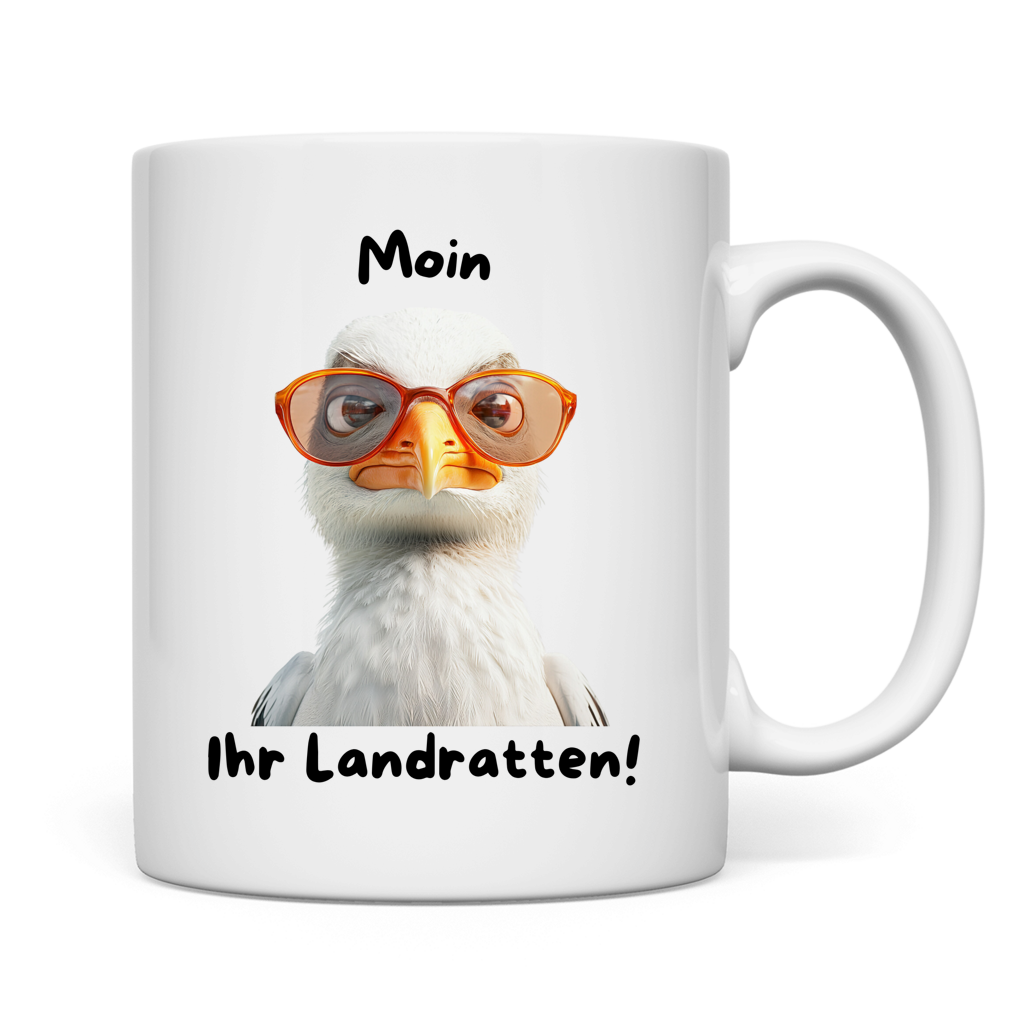 Tasse Möve mit Motiv: moin