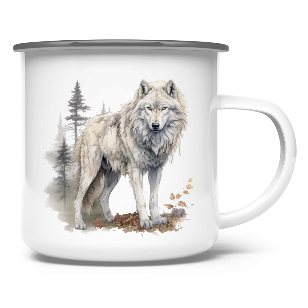 Emaille Tasse Wolf mit Motiv: Wolf1