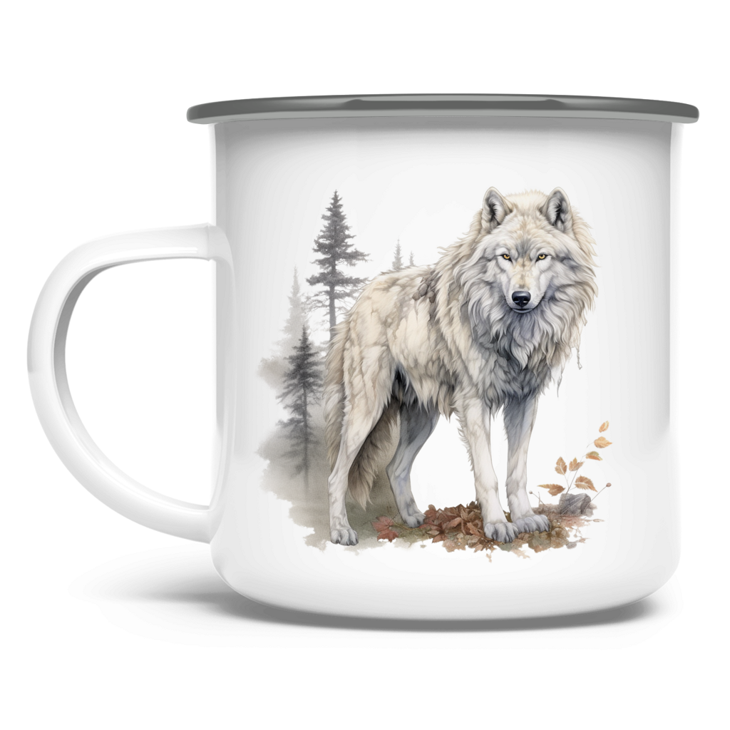 Emaille Tasse Wolf mit Motiv: Wolf1
