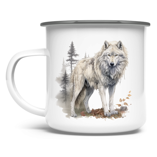 Emaille Tasse Wolf mit Motiv: Wolf1