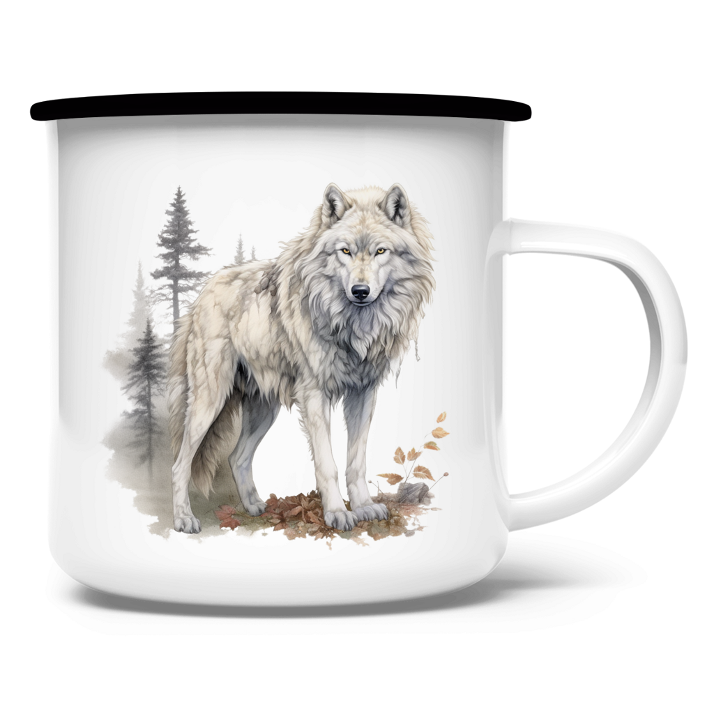 Emaille Tasse Wolf mit Motiv: Wolf1