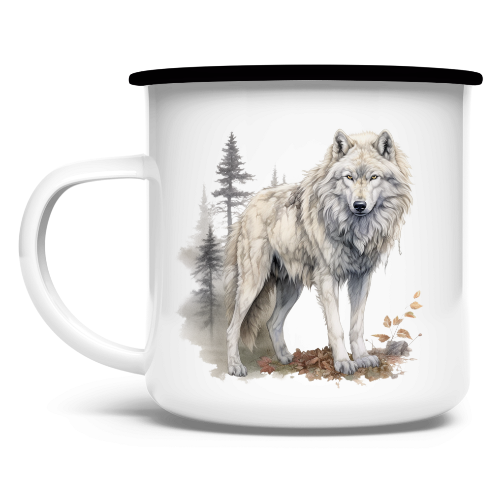 Emaille Tasse Wolf mit Motiv: Wolf1
