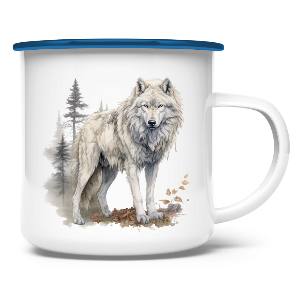 Emaille Tasse Wolf mit Motiv: Wolf1