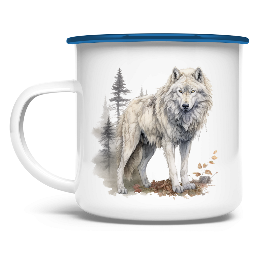 Emaille Tasse Wolf mit Motiv: Wolf1