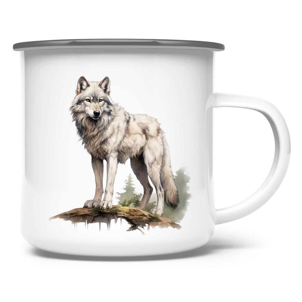 Emaille Tasse Wolf mit Motiv: Wolf2