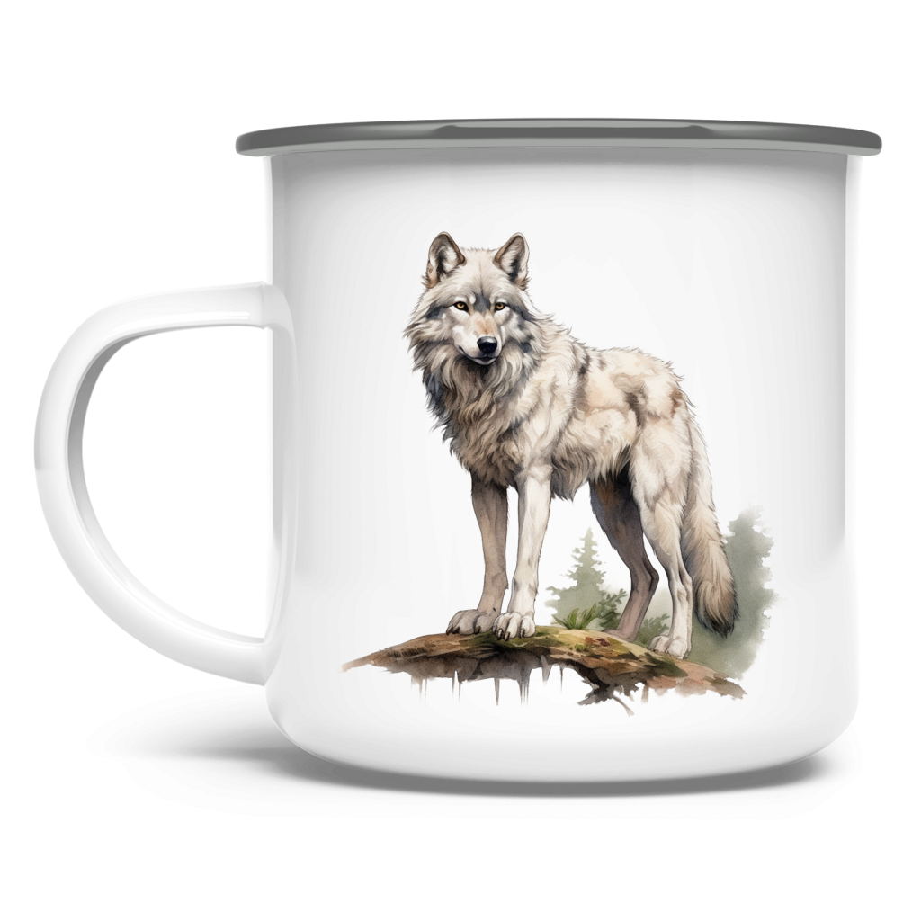 Emaille Tasse Wolf mit Motiv: Wolf2