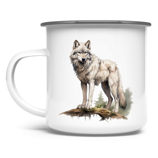 Emaille Tasse Wolf mit Motiv: Wolf2