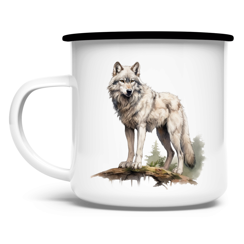 Emaille Tasse Wolf mit Motiv: Wolf2