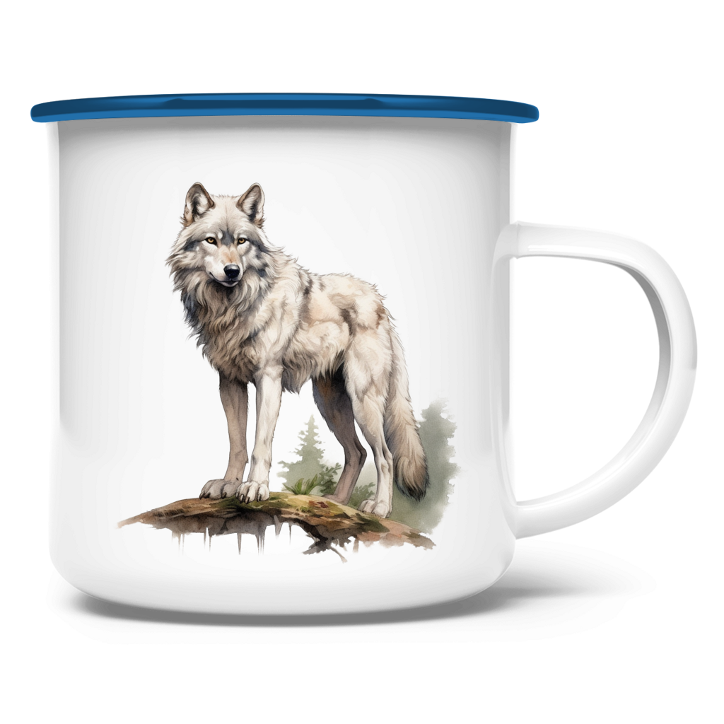 Emaille Tasse Wolf mit Motiv: Wolf2