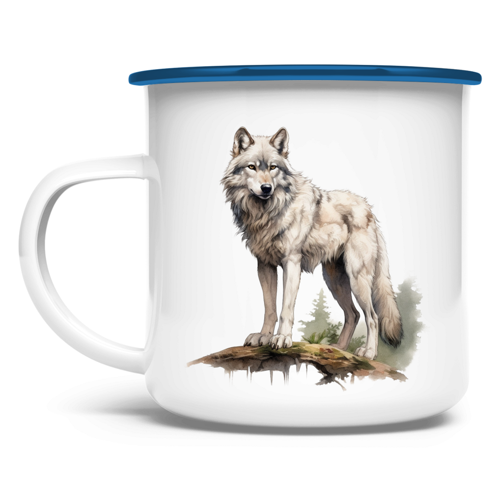 Emaille Tasse Wolf mit Motiv: Wolf2