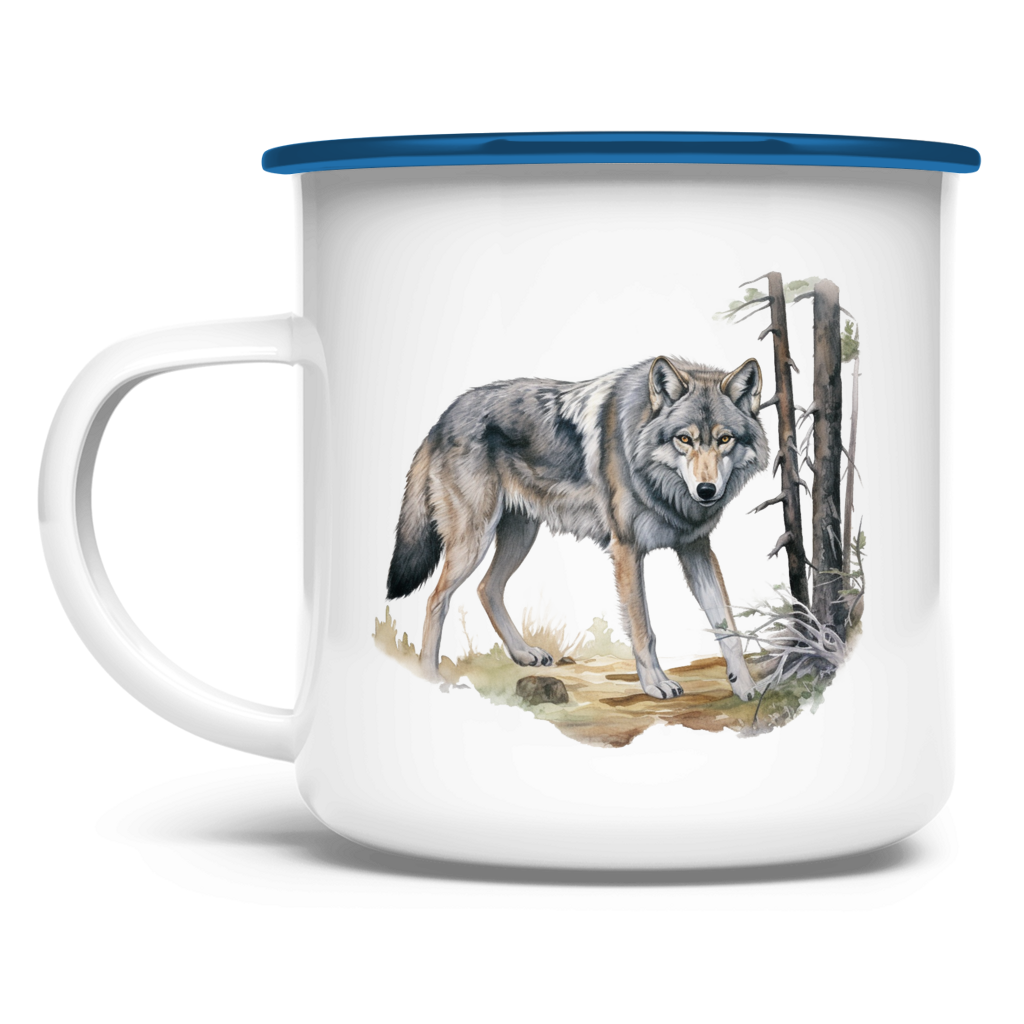 Emaille Tasse Wolf mit Motiv: Wolf3