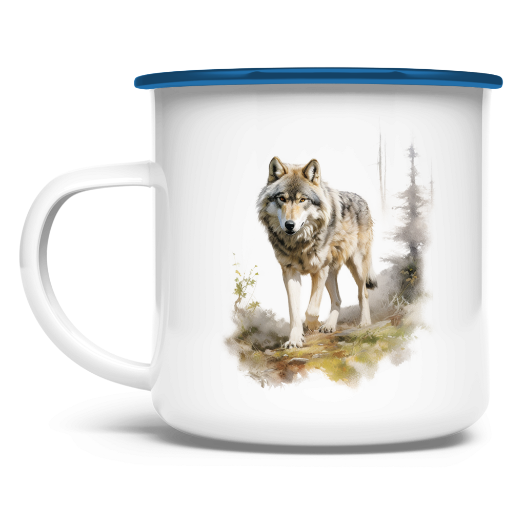 Emaille Tasse Wolf mit Motiv: Wolf4