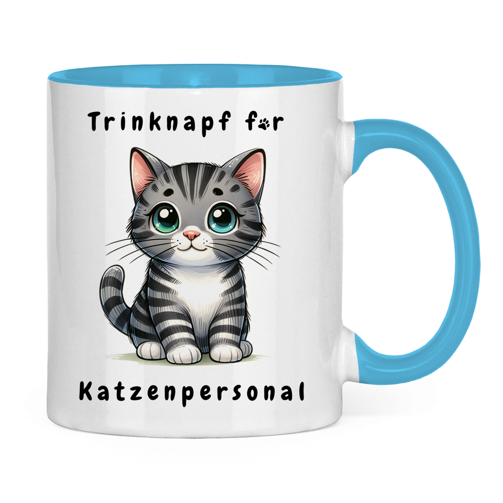 Tasse zweifarbig mit Katzen Motiv: Katzenpersonal