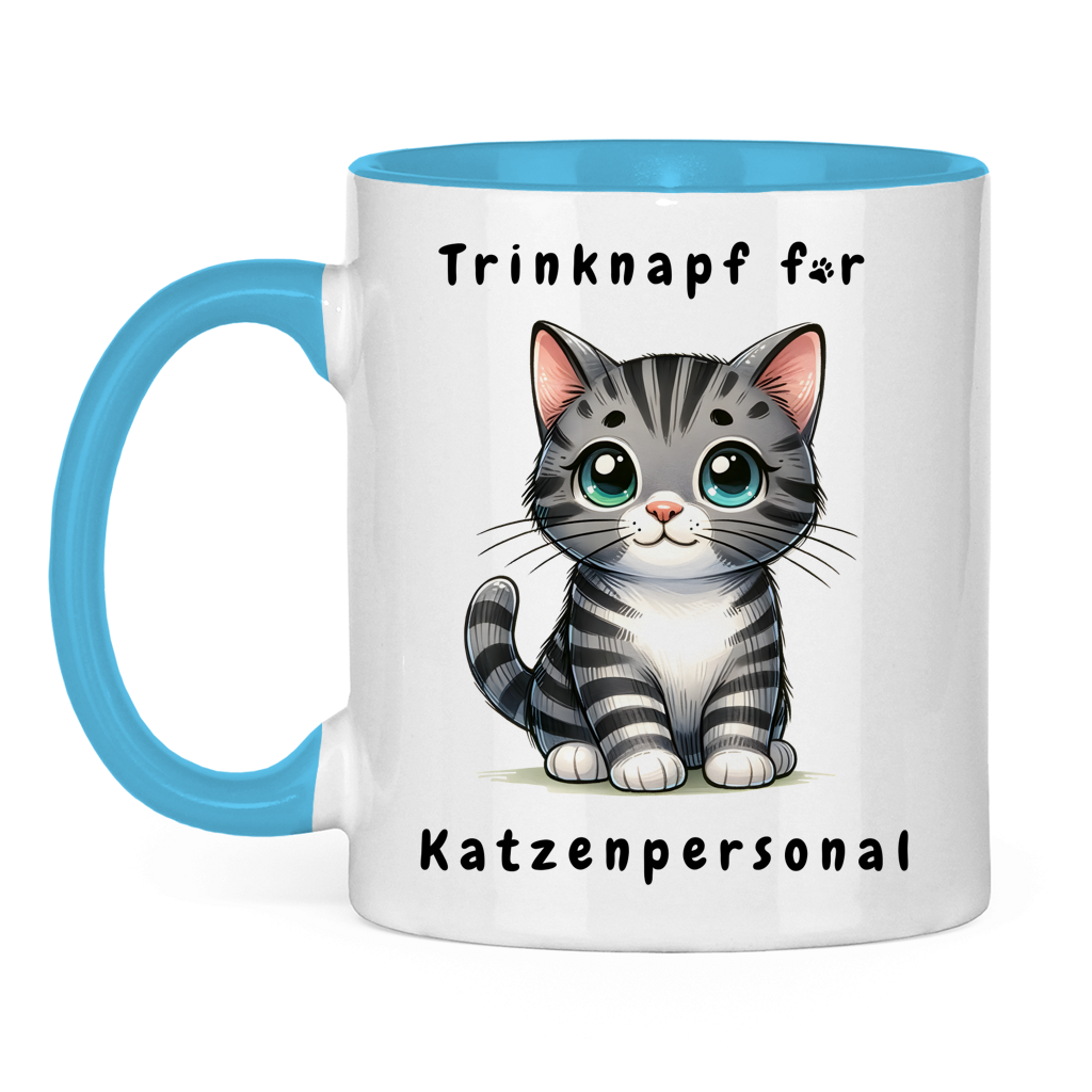 Tasse zweifarbig mit Katzen Motiv: Katzenpersonal