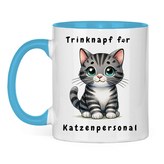 Tasse zweifarbig mit Katzen Motiv: Katzenpersonal