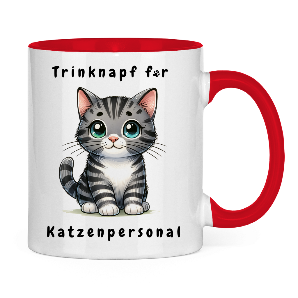 Tasse zweifarbig mit Katzen Motiv: Katzenpersonal
