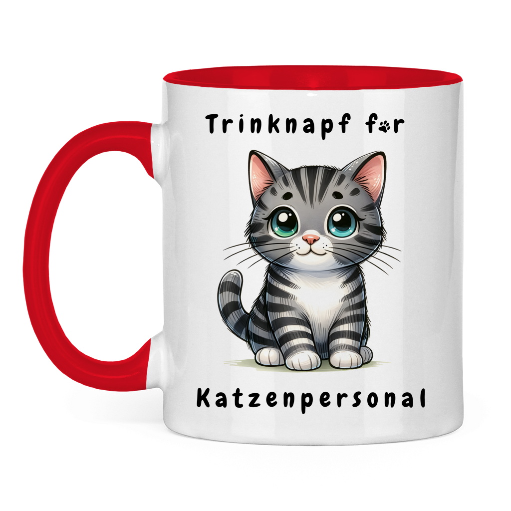 Tasse zweifarbig mit Katzen Motiv: Katzenpersonal
