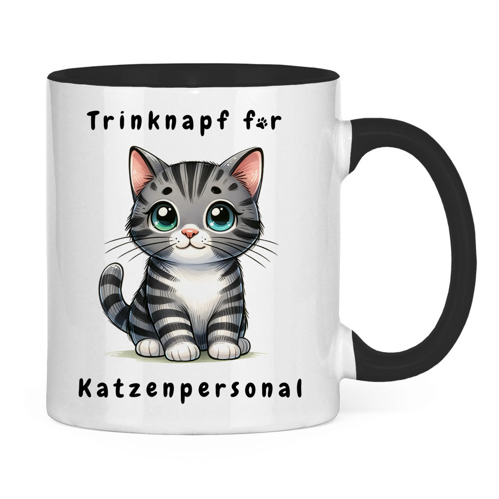 Tasse zweifarbig mit Katzen Motiv: Katzenpersonal