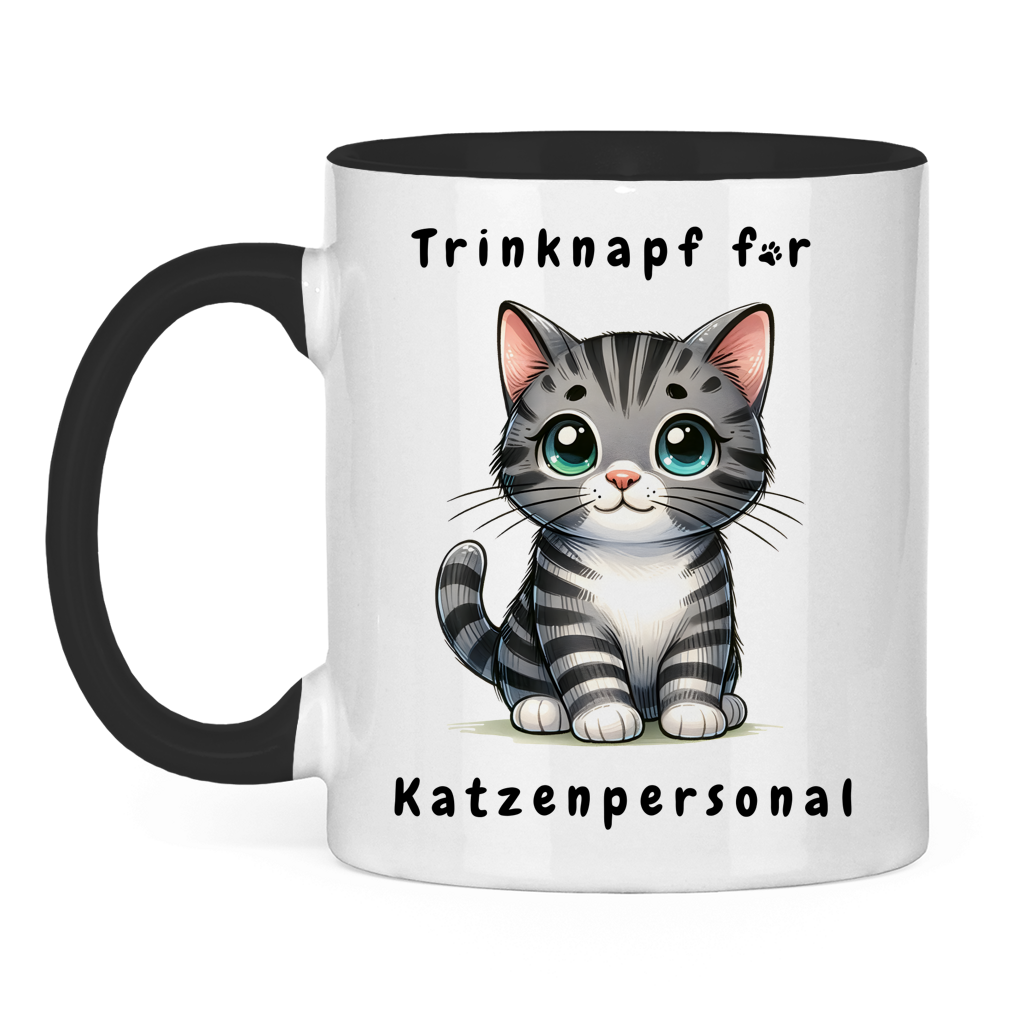 Tasse zweifarbig mit Katzen Motiv: Katzenpersonal