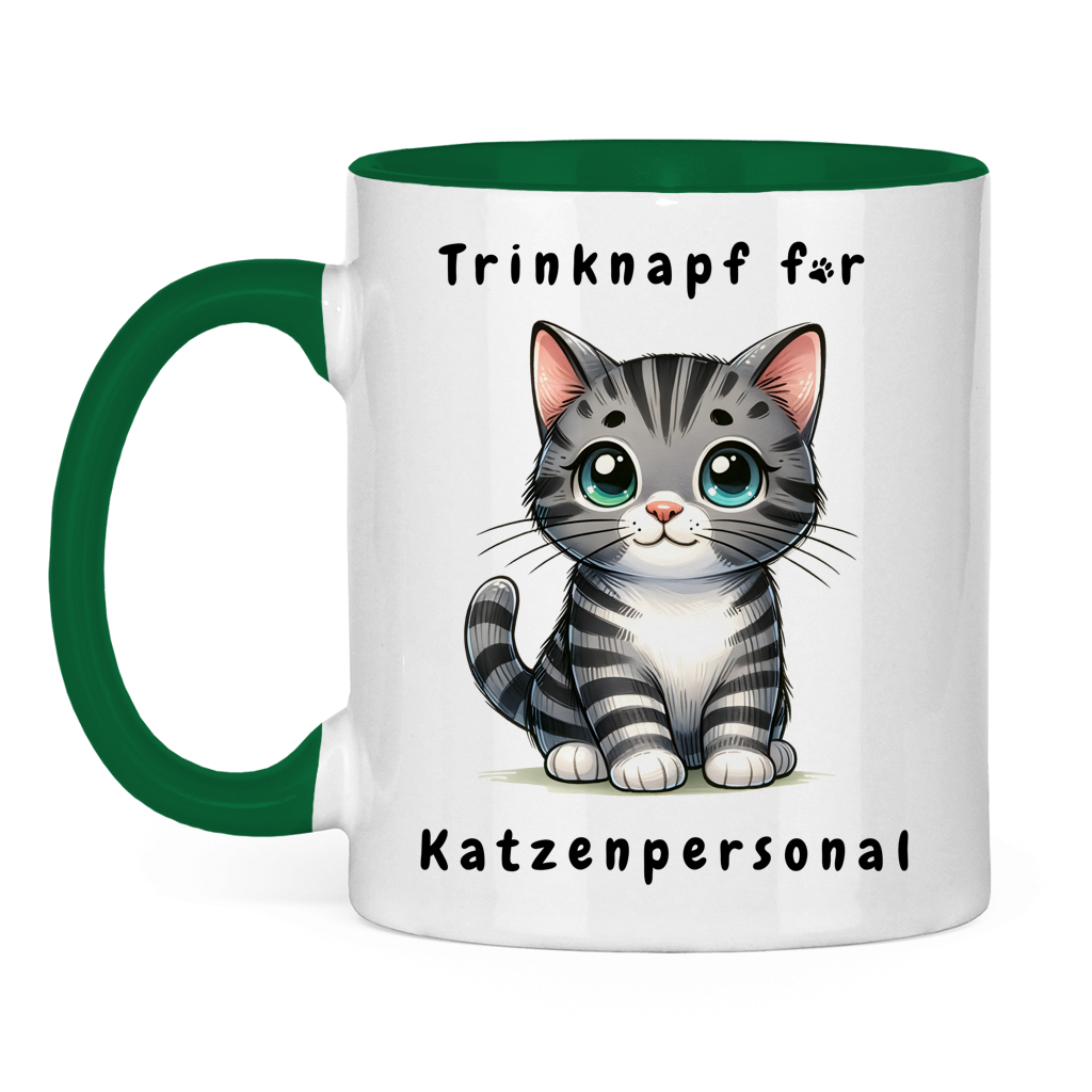 Tasse zweifarbig mit Katzen Motiv: Katzenpersonal
