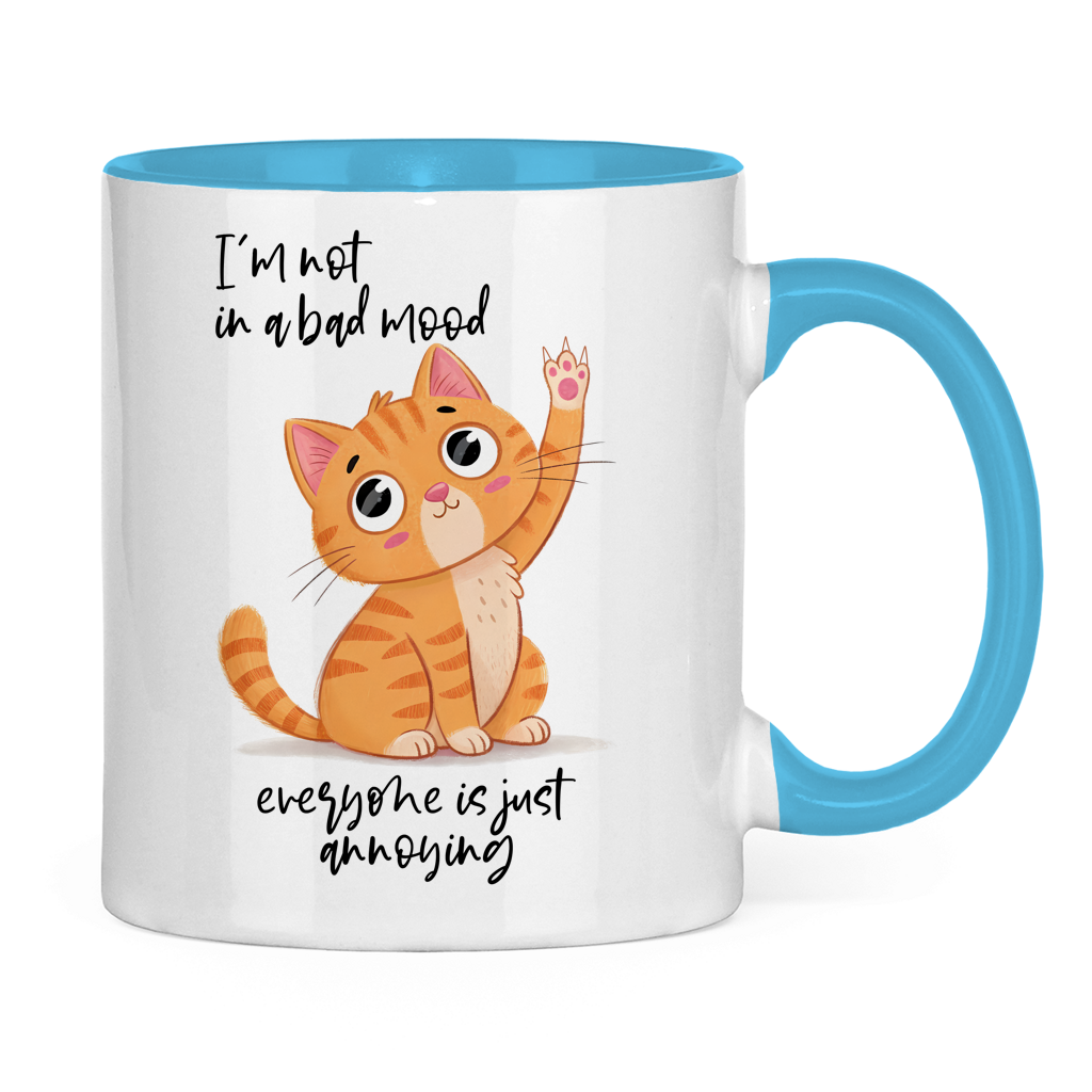 Tasse zweifarbig mit Katzen Motiv: I`m not in a bad mood