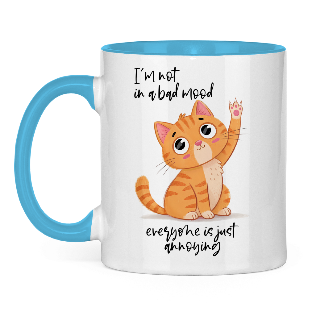 Tasse zweifarbig mit Katzen Motiv: I`m not in a bad mood