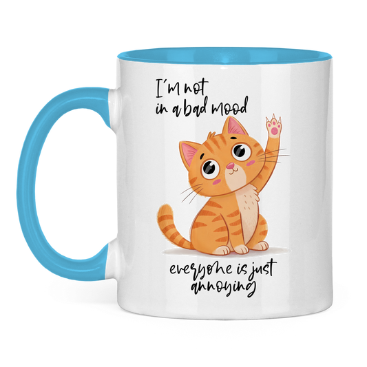 Tasse zweifarbig mit Katzen Motiv: I`m not in a bad mood