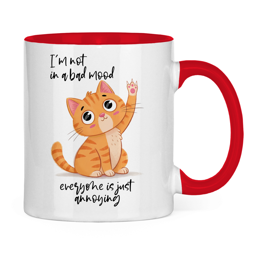 Tasse zweifarbig mit Katzen Motiv: I`m not in a bad mood