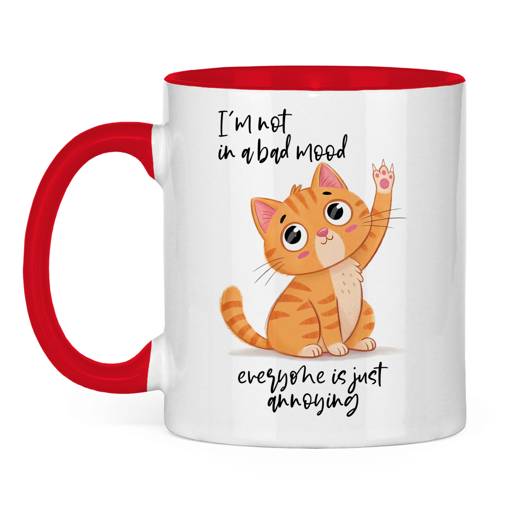 Tasse zweifarbig mit Katzen Motiv: I`m not in a bad mood