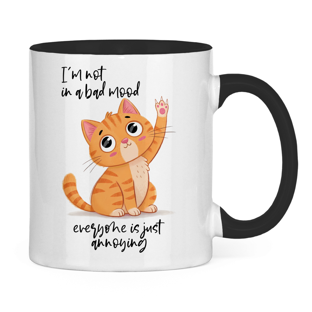 Tasse zweifarbig mit Katzen Motiv: I`m not in a bad mood