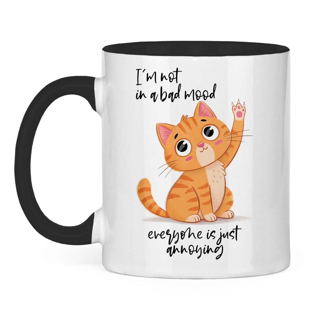 Tasse zweifarbig mit Katzen Motiv: I`m not in a bad mood