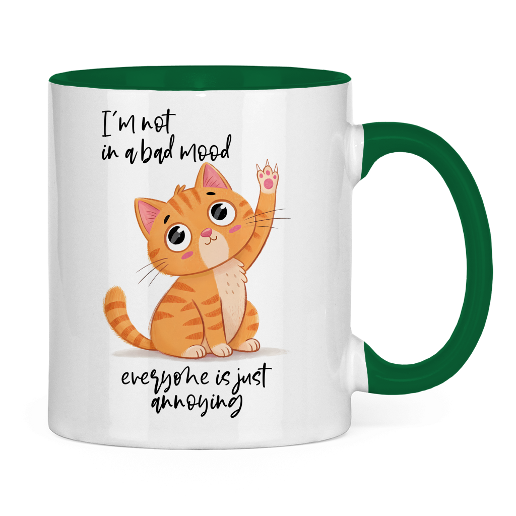 Tasse zweifarbig mit Katzen Motiv: I`m not in a bad mood