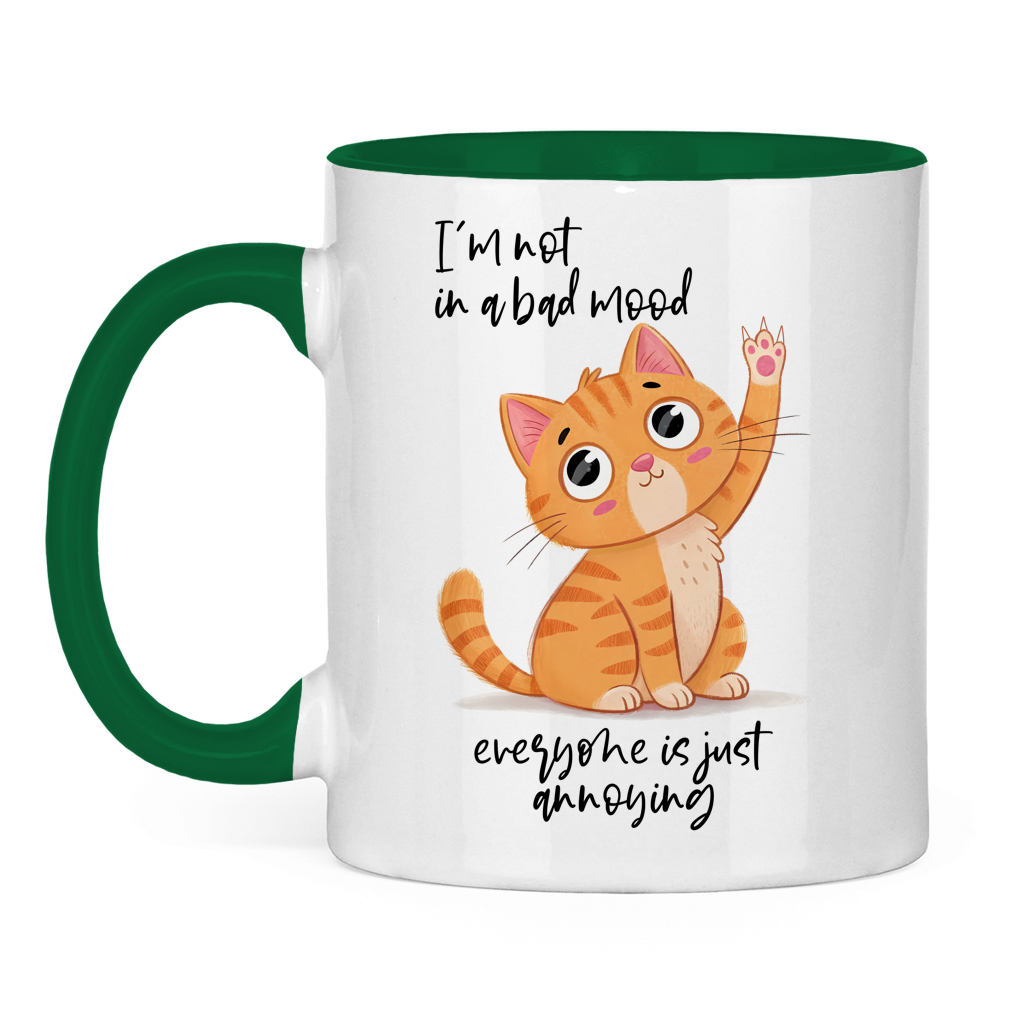 Tasse zweifarbig mit Katzen Motiv: I`m not in a bad mood