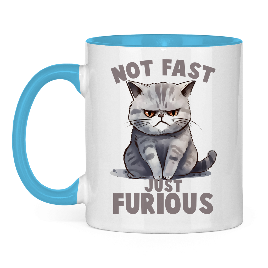 Tasse zweifarbig mit Katzen Motiv: just Furious