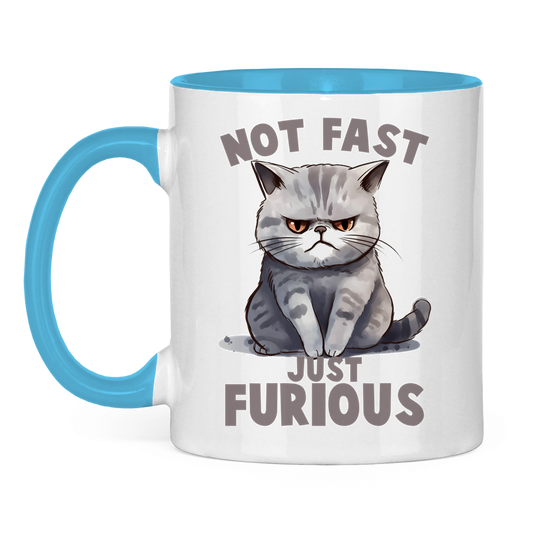 Tasse zweifarbig mit Katzen Motiv: just Furious