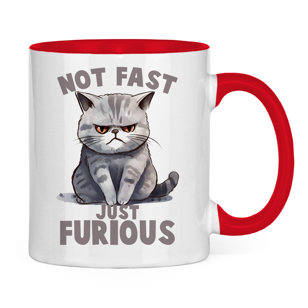 Tasse zweifarbig mit Katzen Motiv: just Furious