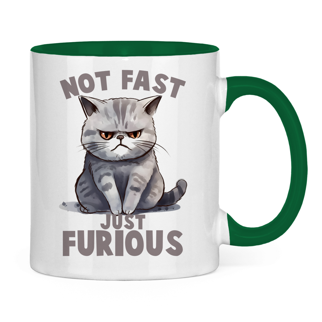 Tasse zweifarbig mit Katzen Motiv: just Furious