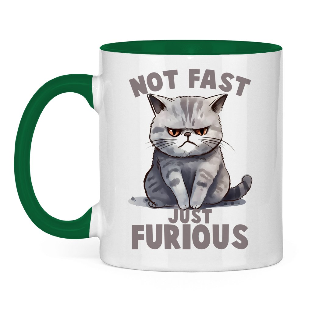 Tasse zweifarbig mit Katzen Motiv: just Furious
