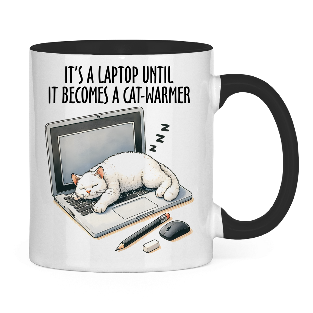 Tasse zweifarbig mit Katzen Motiv: Cat-Warmer