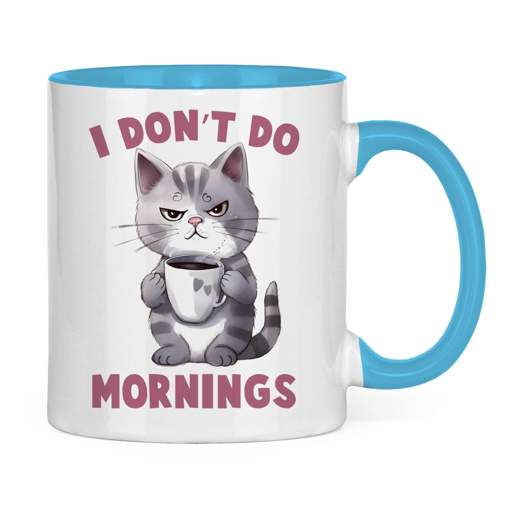 Tasse bicolore avec motif de chat : Matins