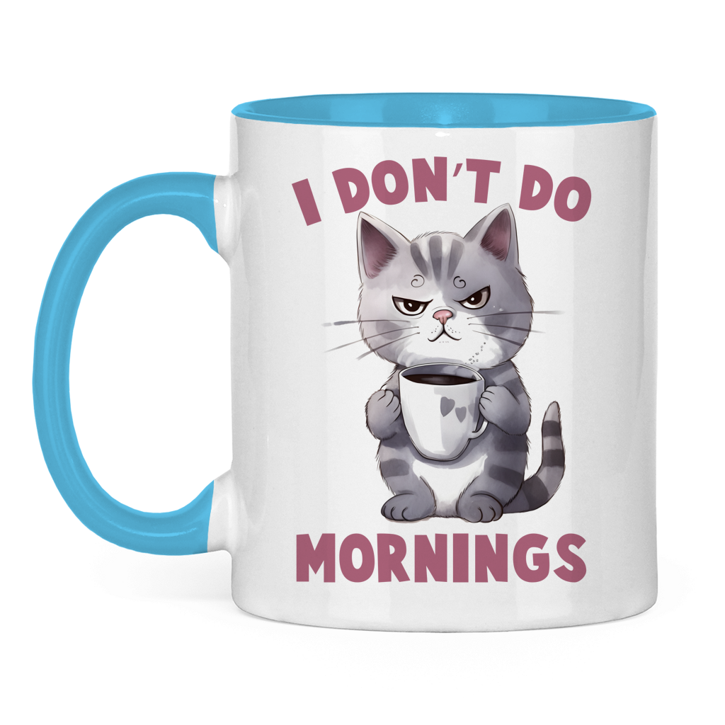 Tasse bicolore avec motif de chat : Matins