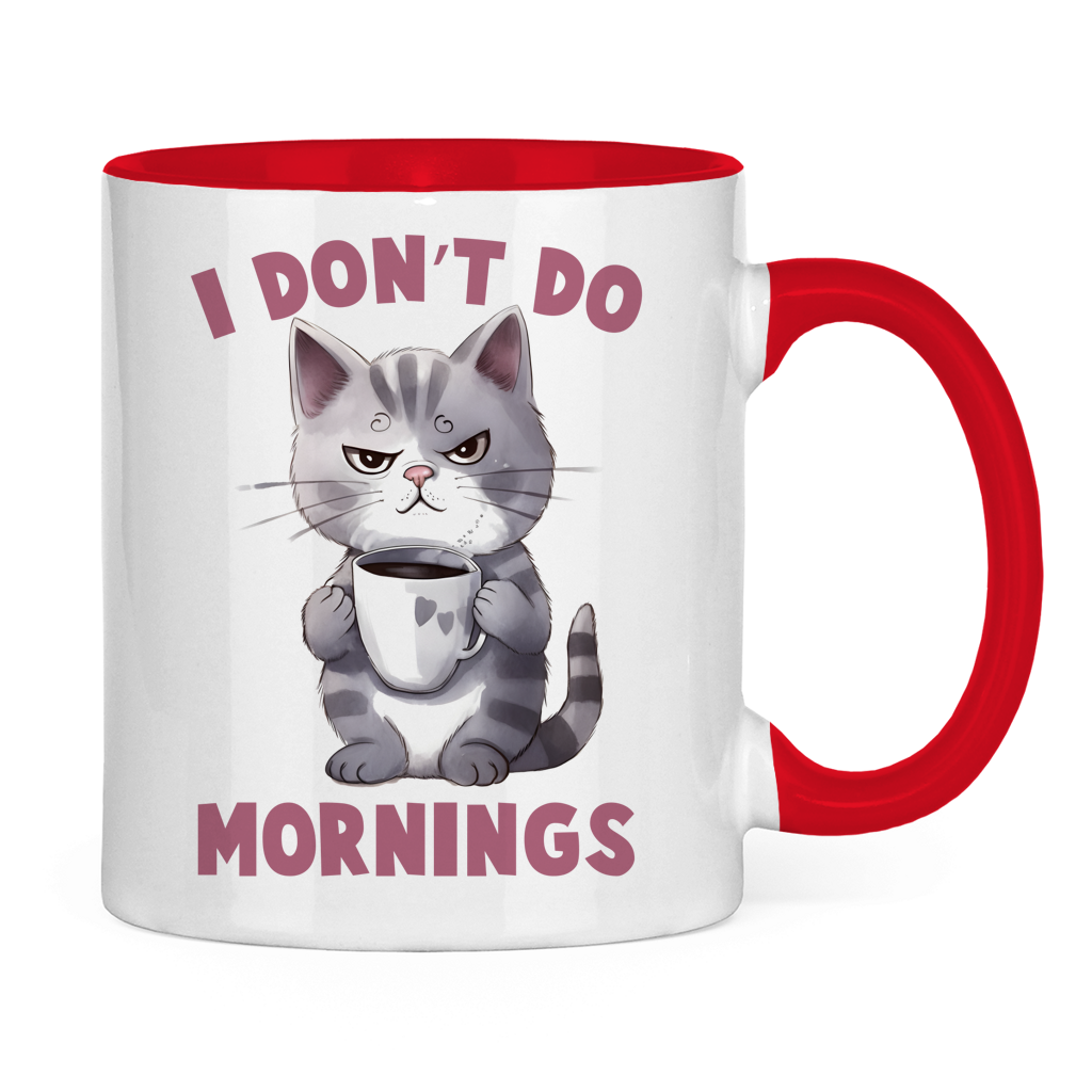 Tasse bicolore avec motif de chat : Matins